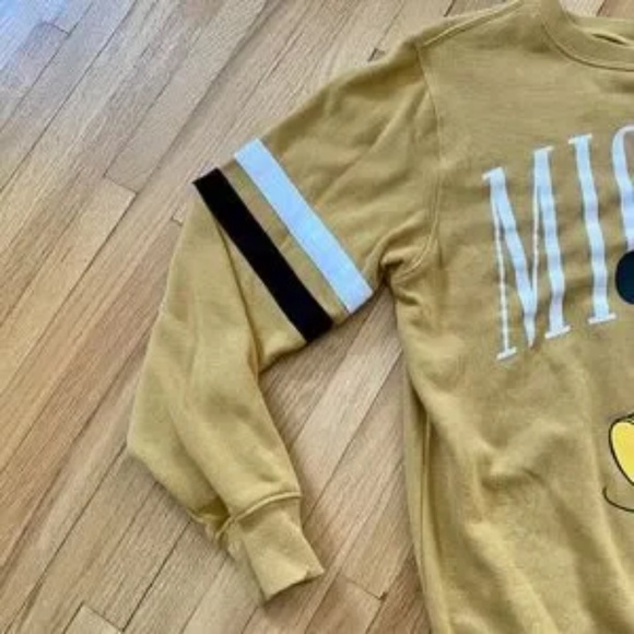 Disney Mickey Mouse Crew Neck Retro Mustard Yellow Sweatshirt Size XS - Picture 9 of 11